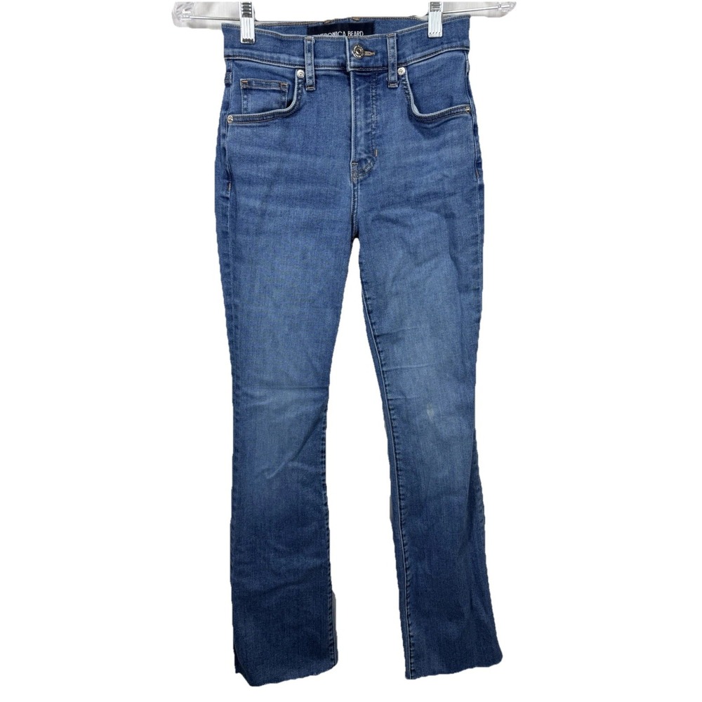 Veronica Beard Cameron Bootcut High Rise‎ Jeans Serendipity Raw Hem Size 24